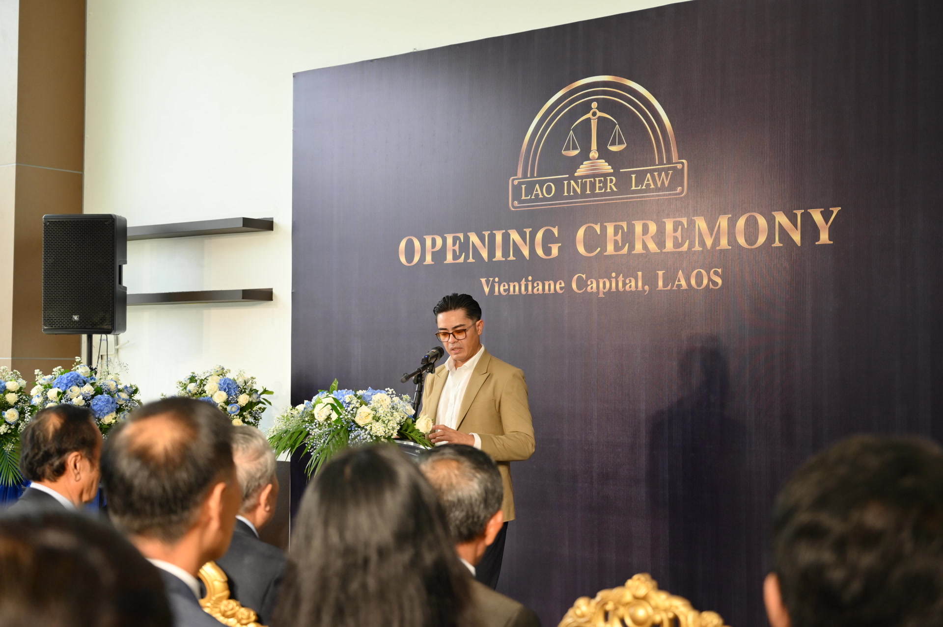 Sookprasay Phimmasone addressing guests at the LAO INTER LAW opening ceremony.